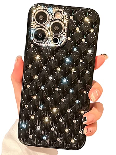 Kwhapoo Sparkly Kompatibel mit iPhone 13 Pro Hülle mit Bling Diamant, Glitzer, flexibles TPU, schmale Passform, rutschfeste Kameraschutzhüllen für Frauen und Mädchen 6,1 Zoll (schwarz) von Kwhapoo