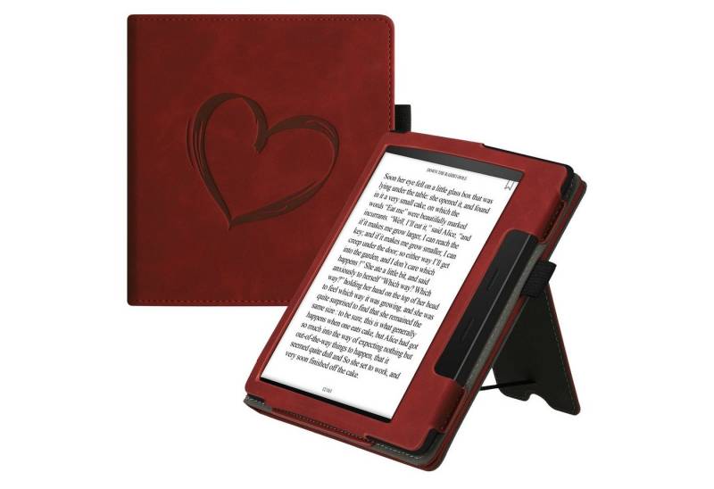 kwmobile E-Reader-Hülle Schutzhülle für Amazon Kindle Oasis 10. Generation, Handschlaufe - Cover Herz Brush Design von Kwmobile