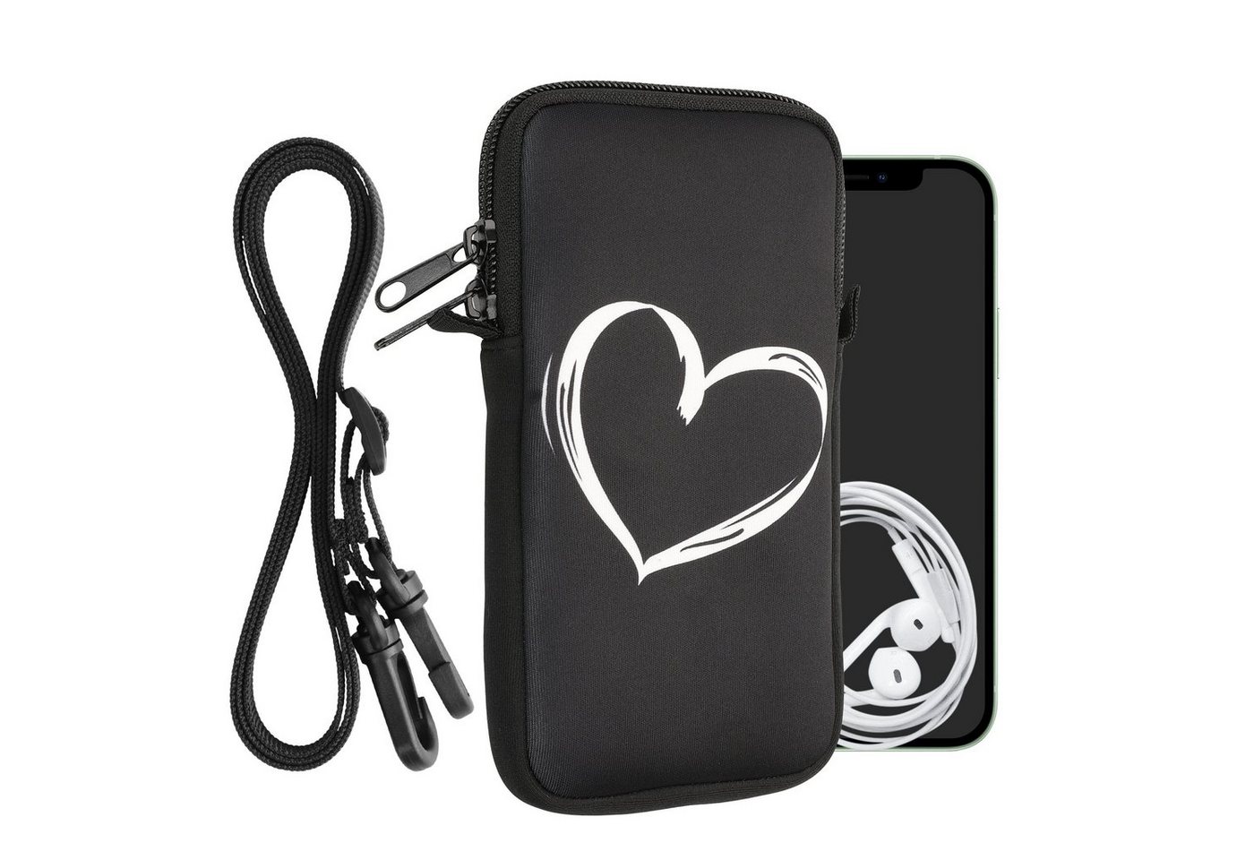 kwmobile Sleeve Handytasche für Smartphones XL - 6,7/6,8", Neopren Handy Hülle mit Kordel - Tasche mit Handykette 17,2 x 8,4 cm von Kwmobile
