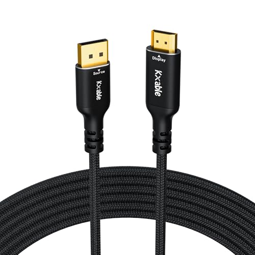 4K DisplayPort-auf-HDMI-Kabel, 12 m, unidirektionales DP (Quelle) 1.2 auf HDMI (Display) 1.4-Kabel, bis zu 4K @ 60Hz, 2K @ 120Hz, [Aluminiumgehäuse, vergoldeter Stecker, geflochtener Nylonmantel von Kxable