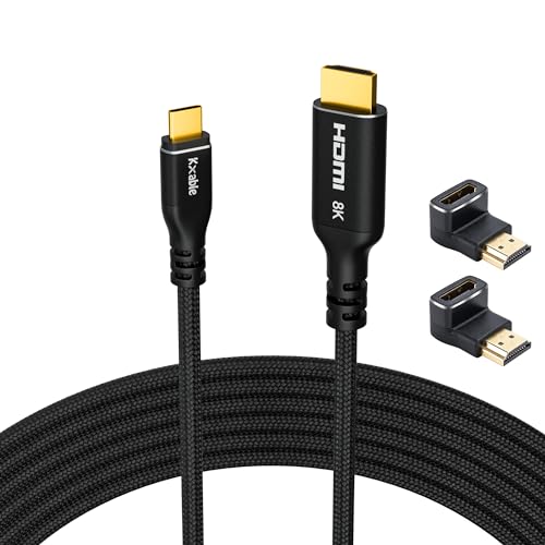 USB C auf HDMI 2.1 Kabel, 1,2 m, USB 3.1 Typ C auf 8K HDMI-Kabel, (8K @ 60Hz, 4K @ 120Hz) Thunderbolt 3/4 kompatibel, für MacBook Pro, iPad Pro, Samsung Galaxy, Dell, HP und mehr von Kxable