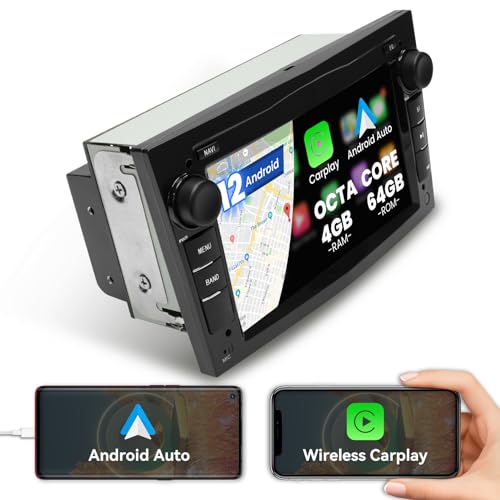 kymmtun Autoradio Android für Opel Astra/Antara/Vectra, 7 Zoll HD Touchscreen, integriert, Bluetooth, Carplay, Android Auto RDS, GPS, WiFi [4 GB + 64 GB] Schwarz von Kymmtun
