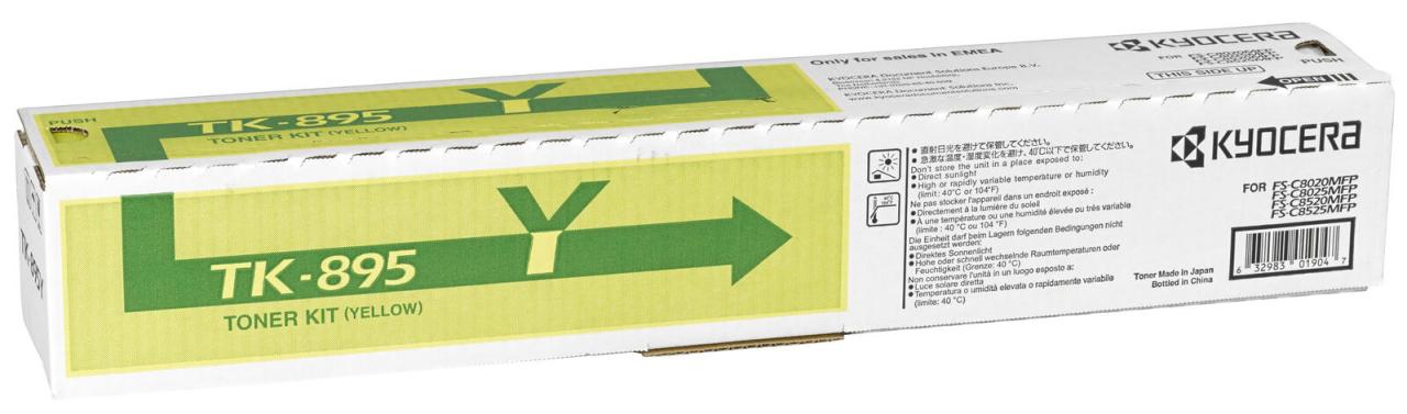 Kyocera Original TK-895Y Toner gelb 6.000 Seiten (1T02K0ANL0) für FS-C8020MFP... von Kyocera