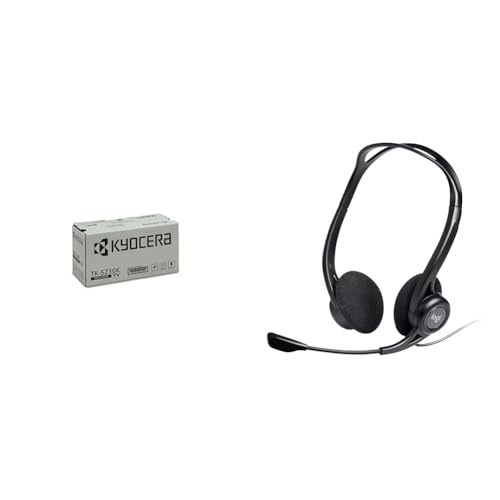 Kyocera TK-5230K Original Toner-Kartusche Schwarz 1T02R90NL0 & Logitech 960 Kopfhörer, Stereo-Headset, Verstellbares Mikrofon mit Rauschunterdrückung von Kyocera