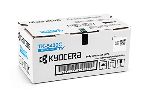 Kyocera TK-5430C Toner Cyan. Original Tonerkartusche für bis zu 1250 Seiten. Toner Drucker kompatibel für PA2100cx, PA2100cwx, MA2100cfx und MA2100cwfx von Kyocera