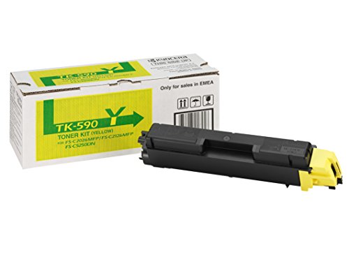 Kyocera TK-590Y Toner Gelb, Original Tonerkartusche 1T02KVCNL0. Kompatibel für ECOSYS M6026cdn von Kyocera