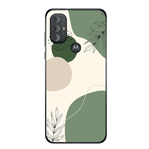 Abstrakte Minimal Line Art Leaf Green Hülle kompatibel mit Motorola Moto G Power 2022, Aesthetic Art Design Hülle kompatibel mit Motorola Moto G Power 2022, trendiges Design TPU Bumper Case von Kyppwh