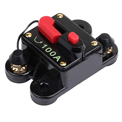 Kyrio Leistungsschalter mit manueller Rückstellung, 100A Sicherungshalter Trolling Motor Auto Auto Marine Boat Bike Stereo Audio Inline-Sicherungswechselrichter 12V-24V DC von Kyrio