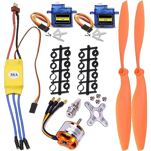 Kyrio RC A2212 1400KV Bürstenloser Motor Outrunner Brushless Motor 30A ESC-Motor Micro Servo 8060 Propellerset für RC Flugzeug Quadcopter Starrflügel Flugzeug von Kyrio