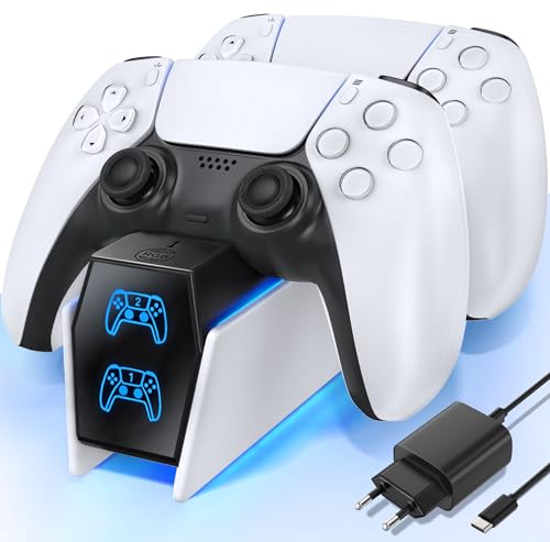 PS5 Controller Ladestation mit EU Netzteil & Ladekabel, 2 Std Ladestation PS5 Controller Charger, PS5 Ladestation Zubehörset für Controller DualSense, PS5 Zubehör PS5 Controller Ladestation mit EU Netzteil & Ladekabel, 2 Std Ladestation PS5 Controller Charger, PS5 Ladestation Zubehörset für Controller DualSense, PS5 Zubehör von Kytok