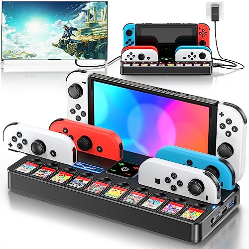 Switch TV Dock mit Joy Con Ladestation, Switch Docking Station mit 4K HDMI Port und 3.0 USB Port, Switch Dock Ersatz mit Switch Ladestation & 10 Switch Spiele Aufbewahrung für Switch Zubehör Switch TV Dock mit Joy Con Ladestation, Switch Docking Station mit 4K HDMI Port und 3.0 USB Port, Switch Dock Ersatz mit Switch Ladestation & 10 Switch Spiele Aufbewahrung für Switch Zubehör von Kytok