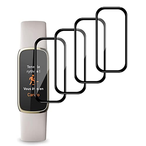 Kziwii 4 Stück Schutzfolie Displayschutzfolie für Fitbit Luxe Protective Film, 3D Vollständige Abdeckung, Anti-Kratz, Blasenfrei, Panzerfolie für Fitbit Luxe von Kziwii