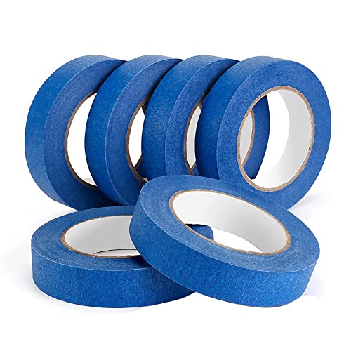 Kznifmk Blaues Malerband, Blaues Malerband, 6er-Pack X 1 X 55 Yards, Krepppapier-Abdeckband, Farbband für Wandmalerei, Kunsthandwerk Kznifmk Blaues Malerband, Blaues Malerband, 6er-Pack X 1 X 55 Yards, Krepppapier-Abdeckband, Farbband für Wandmalerei, Kunsthandwerk von Kznifmk
