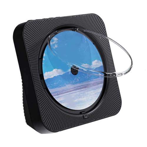 Kznifmk Tragbarer CD-Player -718 mit Bluetooth, Dual-Lautsprechern, FM-Radio, USB, Kopfhörermodus, Stereoklang, Schwarz mit EU-Stecker von Kznifmk