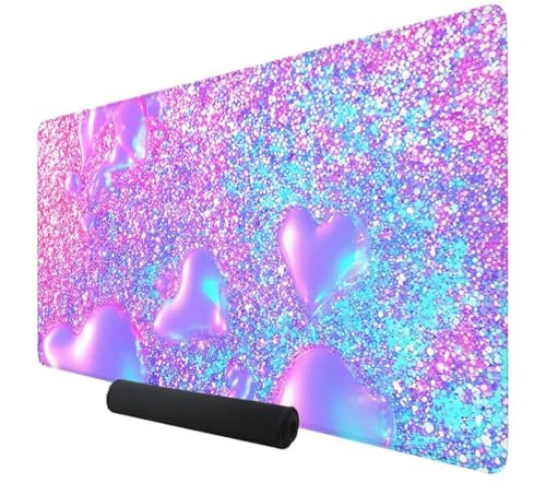Gaming Mauspad XXL Rosa Mousepad 500x300x3mm,Wasserdicht rutschfeste Mousepad Herz,Mauspad Gaming Verbessert Präzision und Geschwindigke,Großer Erweiterter Schreibtischunterlage für Büro Gamer K-307 von Kzzggyym