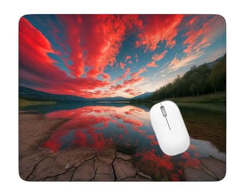 Mauspad Rot Mousepad Gaming Himmel Mauspad 180x230x3mm,Gaming Mouse Pad mit Wasserdicht und Rutschfester Gummi, Schreibtischunterlage für Arbeit, Gaming, Studium, Laptop, Computer, Geschenke ZS-283 von Kzzggyym