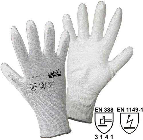 Worky L+D ESD Nylon/Carbon-PU 1171-8 Nylon Arbeitshandschuh Größe (Handschuhe): 8, M EN 388, EN 51 von L+D worky