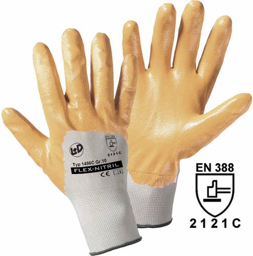 Worky L+D Flex-Nitril 1496C-L Polyester Arbeitshandschuh Größe (Handschuhe): 9, L EN 388:2016 CAT von L+D worky