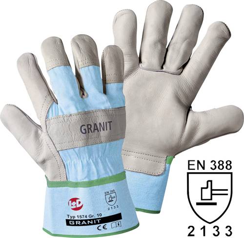 Worky L+D Granit 1574-9 Rindnarbenleder Arbeitshandschuh Größe (Handschuhe): 9, L EN 388 CAT II 1 von L+D worky