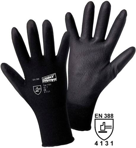 Worky L+D MICRO black Nylon-PU 1151-XXL Nylon Arbeitshandschuh Größe (Handschuhe): 11, XXL EN 388: von L+D worky