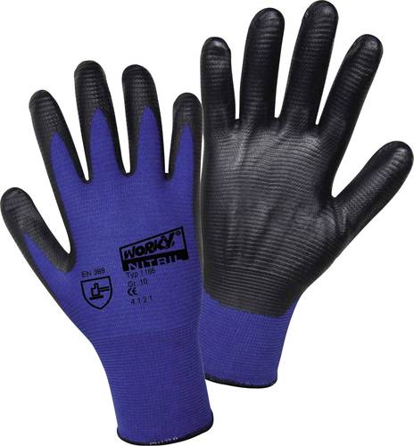 Worky L+D Nylon Super Grip Nitrile 1165-9 Nylon Arbeitshandschuh Größe (Handschuhe): 9, L EN 388 C von L+D worky