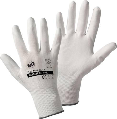 L+D Micro-PU knitted 1150-7 Nylon Arbeitshandschuh Größe (Handschuhe): 7, S EN 388 CAT II 1 Paar von L+D