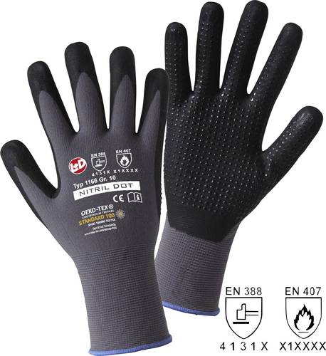 L+D NITRIL DOT 1166-10 Polyamid Arbeitshandschuh Größe (Handschuhe): 10, XL EN 397 CAT II 1 Paar von L+D