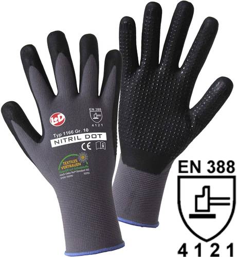 L+D NITRIL DOT 1166-7 Polyamid Arbeitshandschuh Größe (Handschuhe): 7, S EN 388 CAT II 1 Paar von L+D