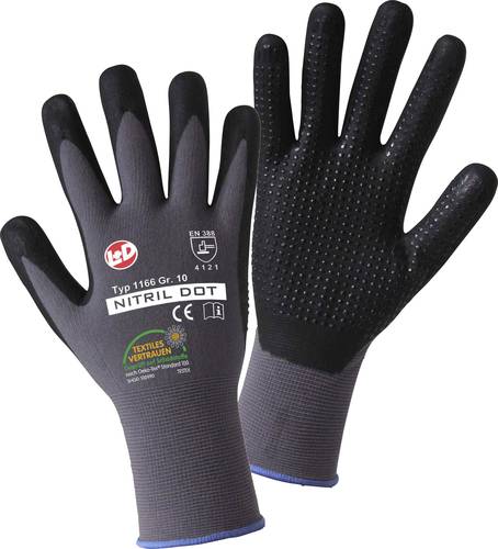 L+D NITRIL DOT 1166-8 Polyamid Arbeitshandschuh Größe (Handschuhe): 8, M EN 388 CAT II 1 Paar von L+D