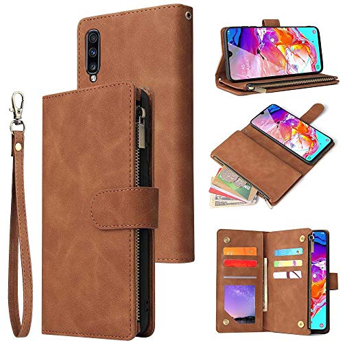 L-FADNUT Handyhülle für Samsung Galaxy S9 Plus Lederhülle mit Band Schutzhülle mit 6 Kartenfächern Premium PU Leder Brieftasche Flip Case Hülle Samsung Galaxy S9 Plus Klapphülle, Braun von L-FADNUT