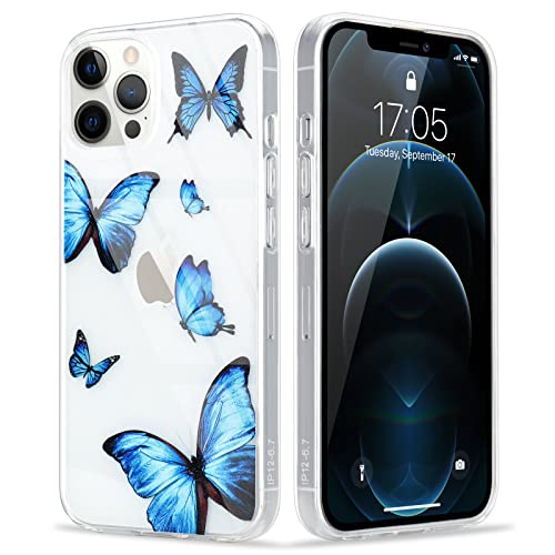 L-FADNUT Klar Hülle mit Schmetterlings Druck für iPhone 11 Pro Max Niedliche Druck des Schmetterlings Klar Silikon TPU Stoßfest Mädchen Handyhülle für iPhone 11 Pro Max Blau von L-FADNUT