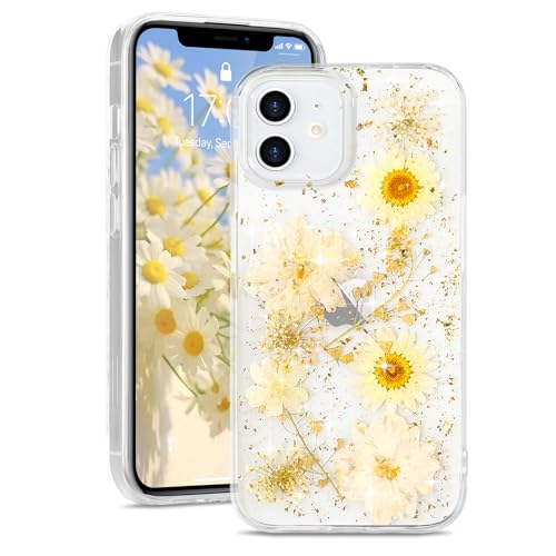 L-FADNUT Kompatibel mit iPhone 11 Hülle Getrocknete Blumen Transparent Glitzer Handyhülle Frauen Mädchen Floral Schutzhülle Weich Silikon Bumper Case für iPhone 11, Weiße goldene Chrysantheme L-FADNUT Kompatibel mit iPhone 11 Hülle Getrocknete Blumen Transparent Glitzer Handyhülle Frauen Mädchen Floral Schutzhülle Weich Silikon Bumper Case für iPhone 11, Weiße goldene Chrysantheme von L-FADNUT