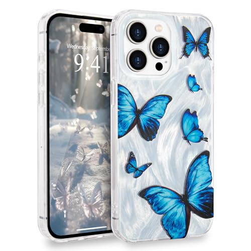 L-FADNUT Kompatibel mit iPhone 14 Pro Hülle Glänzende Schmetterling Mädchen Handyhülle Glitzer Frauen Stoßfeste Schutzhülle Weiche TPU Silikon Bumper Case für iPhone 14 Pro, Blau L-FADNUT Kompatibel mit iPhone 14 Pro Hülle Glänzende Schmetterling Mädchen Handyhülle Glitzer Frauen Stoßfeste Schutzhülle Weiche TPU Silikon Bumper Case für iPhone 14 Pro, Blau von L-FADNUT