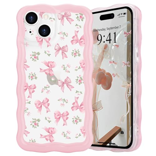 L-FADNUT Kompatibel mit iPhone 15 Hülle Cute Wellen Lockige Form Handyhülle Transparente Schleife Frauen Mädchen Schutzhülle Weiche TPU Bumper Stoßfeste Case für iPhone 15, Rosen Schleife L-FADNUT Kompatibel mit iPhone 15 Hülle Cute Wellen Lockige Form Handyhülle Transparente Schleife Frauen Mädchen Schutzhülle Weiche TPU Bumper Stoßfeste Case für iPhone 15, Rosen Schleife von L-FADNUT