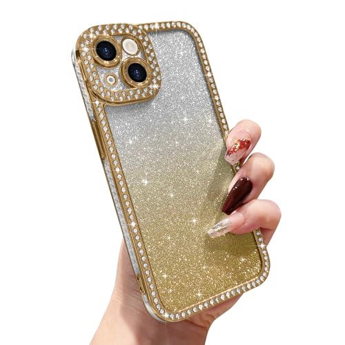 L-FADNUT Kompatibel mit iPhone 15 Hülle Glitzer Verlauf Handyhülle Glänzend Sparkle Kirstall Diamond Schuzhülle Stoßfeste Kratzfeste Soft TPU Bumper Case für iPhone 15, Gold L-FADNUT Kompatibel mit iPhone 15 Hülle Glitzer Verlauf Handyhülle Glänzend Sparkle Kirstall Diamond Schuzhülle Stoßfeste Kratzfeste Soft TPU Bumper Case für iPhone 15, Gold von L-FADNUT
