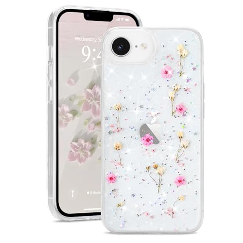 L-FADNUT Kompatibel mit iPhone 16e Hülle Getrocknete Blumen Transparent Glitzer Handyhülle Frauen Mädchen Floral Schutzhülle Weich Silikon Bumper Case für iPhone 16e, Rosa Schleierkraut L-FADNUT Kompatibel mit iPhone 16e Hülle Getrocknete Blumen Transparent Glitzer Handyhülle Frauen Mädchen Floral Schutzhülle Weich Silikon Bumper Case für iPhone 16e, Rosa Schleierkraut von L-FADNUT