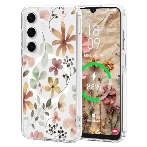 L-FADNUT Magnetisch Handyhülle für Samsung Galaxy A15 4G/5G Hülle Kompatibel mit MagSafe, Transparent Blumen Muster Schutzhülle Hart PC Rückseite Dünne Stoßfest Case für Samsung A15 4G/5G, Braun L-FADNUT Magnetisch Handyhülle für Samsung Galaxy A15 4G/5G Hülle Kompatibel mit MagSafe, Transparent Blumen Muster Schutzhülle Hart PC Rückseite Dünne Stoßfest Case für Samsung A15 4G/5G, Braun von L-FADNUT