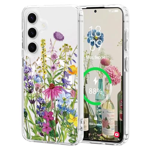 L-FADNUT Magnetisch Handyhülle für Samsung Galaxy S23 Hülle Kompatibel mit MagSafe, Transparent Blumen Muster Schutzhülle Hart PC Rückseite Dünne Stoßfest Case für Samsung S23, Grün L-FADNUT Magnetisch Handyhülle für Samsung Galaxy S23 Hülle Kompatibel mit MagSafe, Transparent Blumen Muster Schutzhülle Hart PC Rückseite Dünne Stoßfest Case für Samsung S23, Grün von L-FADNUT