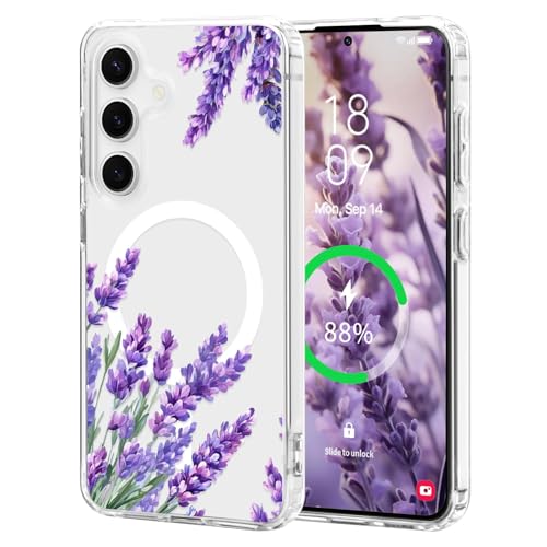 L-FADNUT Magnetisch Handyhülle für Samsung Galaxy S24 FE Hülle Kompatibel mit MagSafe, Transparent Blumen Muster Schutzhülle Hart PC Rückseite Dünne Stoßfest Case für Samsung S24 FE, Violett L-FADNUT Magnetisch Handyhülle für Samsung Galaxy S24 FE Hülle Kompatibel mit MagSafe, Transparent Blumen Muster Schutzhülle Hart PC Rückseite Dünne Stoßfest Case für Samsung S24 FE, Violett von L-FADNUT