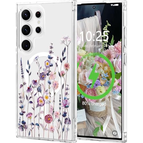 L-FADNUT Magnetisch Handyhülle für Samsung Galaxy S25 Ultra Hülle Kompatibel mit MagSafe, Transparent Blumen Schutzhülle Hart PC Rückseite Dünne Stoßfest Kratzfestes Case für Samsung S25 Ultra Bunt L-FADNUT Magnetisch Handyhülle für Samsung Galaxy S25 Ultra Hülle Kompatibel mit MagSafe, Transparent Blumen Schutzhülle Hart PC Rückseite Dünne Stoßfest Kratzfestes Case für Samsung S25 Ultra Bunt von L-FADNUT