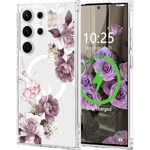 L-FADNUT Magnetisch Handyhülle für Samsung Galaxy S25 Ultra Hülle Kompatibel mit MagSafe, Transparent Blumen Schutzhülle Hart PC Rückseite Dünne Stoßfest Kratzfestes Case für Samsung S25 Ultra Lila L-FADNUT Magnetisch Handyhülle für Samsung Galaxy S25 Ultra Hülle Kompatibel mit MagSafe, Transparent Blumen Schutzhülle Hart PC Rückseite Dünne Stoßfest Kratzfestes Case für Samsung S25 Ultra Lila von L-FADNUT