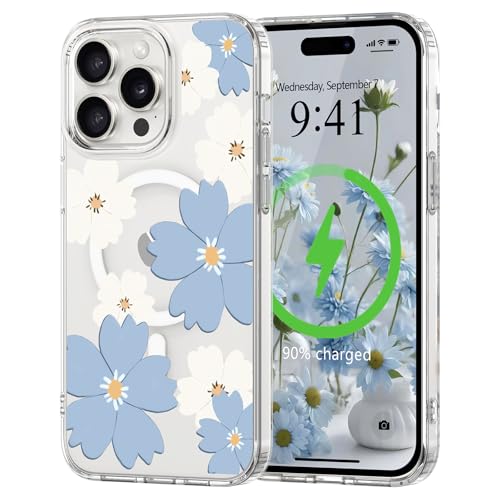 L-FADNUT Magnetisch Handyhülle für iPhone 13 Pro Hülle Kompatibel mit MagSafe, Transparent Blumen Muster Schutzhülle Hart PC Rückseite Dünne Stoßfest Kratzfestes Case für iPhone 13 Pro, Blau L-FADNUT Magnetisch Handyhülle für iPhone 13 Pro Hülle Kompatibel mit MagSafe, Transparent Blumen Muster Schutzhülle Hart PC Rückseite Dünne Stoßfest Kratzfestes Case für iPhone 13 Pro, Blau von L-FADNUT