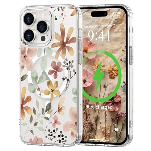 L-FADNUT Magnetisch Handyhülle für iPhone 14 Pro Hülle Kompatibel mit MagSafe, Transparent Blumen Muster Schutzhülle Hart PC Rückseite Dünne Stoßfest Kratzfestes Case für iPhone 14 Pro, Braun L-FADNUT Magnetisch Handyhülle für iPhone 14 Pro Hülle Kompatibel mit MagSafe, Transparent Blumen Muster Schutzhülle Hart PC Rückseite Dünne Stoßfest Kratzfestes Case für iPhone 14 Pro, Braun von L-FADNUT
