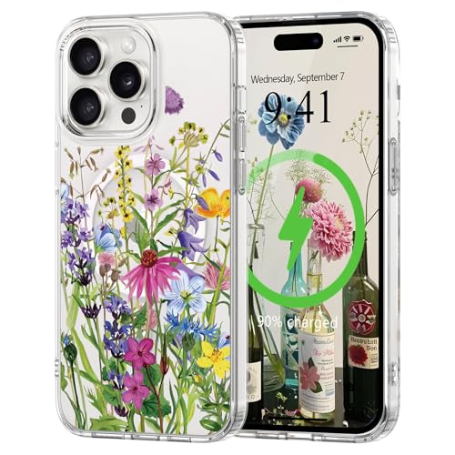 L-FADNUT Magnetisch Handyhülle für iPhone 14 Pro Max Hülle Kompatibel mit MagSafe, Transparent Blumen Muster Schutzhülle Hart PC Rückseite Dünne Stoßfest Kratzfestes Case für iPhone 14 Pro Max, Grün L-FADNUT Magnetisch Handyhülle für iPhone 14 Pro Max Hülle Kompatibel mit MagSafe, Transparent Blumen Muster Schutzhülle Hart PC Rückseite Dünne Stoßfest Kratzfestes Case für iPhone 14 Pro Max, Grün von L-FADNUT