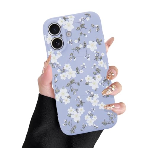 L-FADNUT Magnetisch Handyhülle für iPhone 16 Hülle Kompatibel mit MagSafe, Hochwertiges Flüssig Silikon Schutzhülle Niedliche Blumen Muster Frauen Case für iPhone 16, Hellviolett L-FADNUT Magnetisch Handyhülle für iPhone 16 Hülle Kompatibel mit MagSafe, Hochwertiges Flüssig Silikon Schutzhülle Niedliche Blumen Muster Frauen Case für iPhone 16, Hellviolett von L-FADNUT