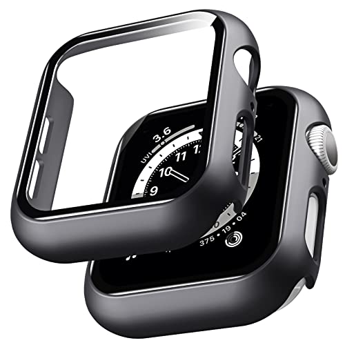 LϟK 2 Stücke Hülle mit Displayschutz für Apple Watch 40mm Series 6 5 4 SE - 360° Rundum Schutzhülle - HD Clear Kratzfest Ultradünne PC Hardcase für iWatch Serie 6 5 4 SE 40mm von L K
