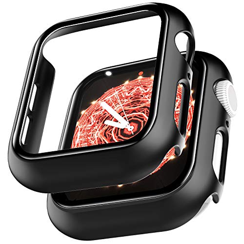 LϟK 2 Stücke Hülle mit Displayschutz für Apple Watch 44mm Series 6 5 4 SE - HD Clear Kratzfest - 360° Rundum Schutzhülle Ultradünne PC Hardcase von L K