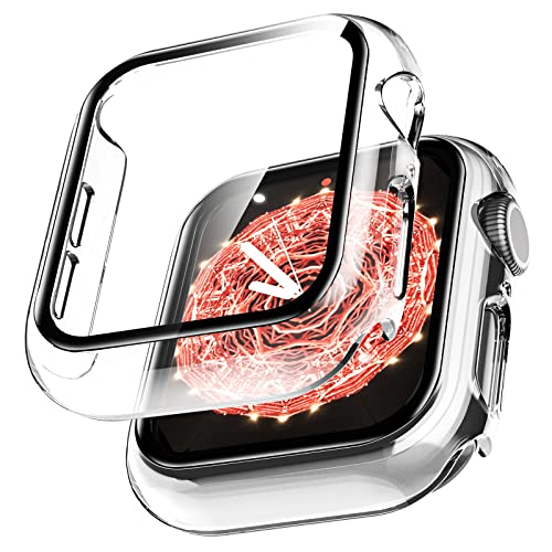 LϟK 2 Stücke Hülle mit Glas Displayschutz für Apple Watch 44 mm Series 6 5 4 SE - 360° Rundum Schutzhülle Ultradünne Schutz Case für iWatch Serie 6 5 4 SE 44mm von L K