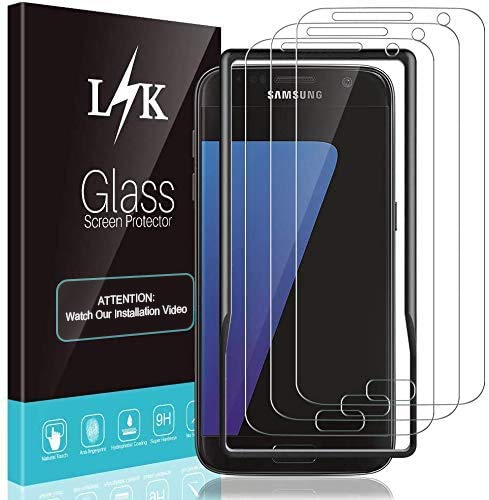 LϟK 3 Stücke Schutzfolie für Samsung Galaxy S7-9H Härte Bubble Free Ausrichtungsrahmen Einfache Installation Einfache Installation HD Klar Glas Displayschutzfolie von L K