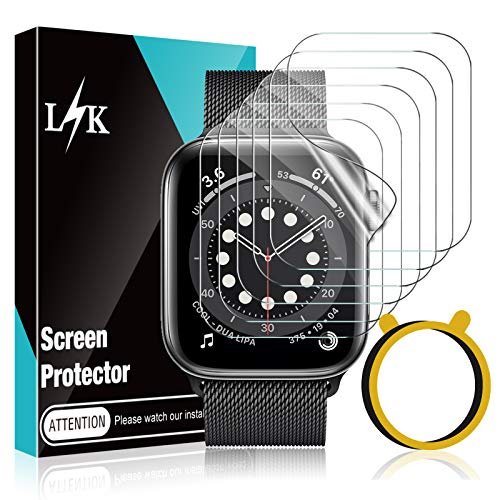 LϟK 6 Stücke Schutzfolie für Apple Watch Series 6 5 4 SE 40mm Folie mit Ring - Blasenfrei Kratzfest Hüllenfreundlich Anti-Staub HD Klar Self Healing Flexible TPU Displayschutzfolie von L K